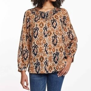 BeachLunchLounge PENELOPE TOP in GRECIAN TAPESTRY Boho Long Sleeve Women's Large